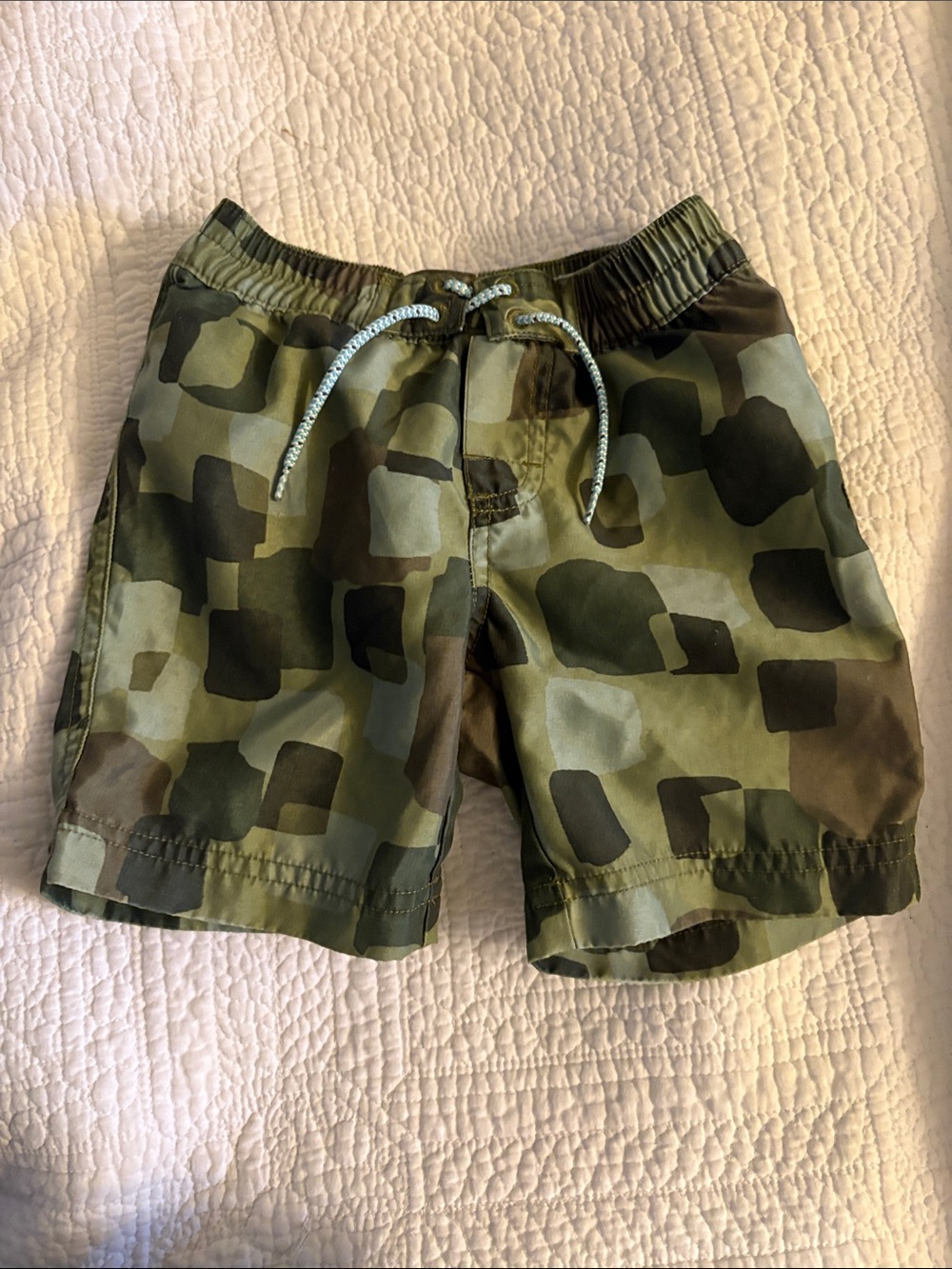 Tea Collection Boys' Green Camo Swim Trunks